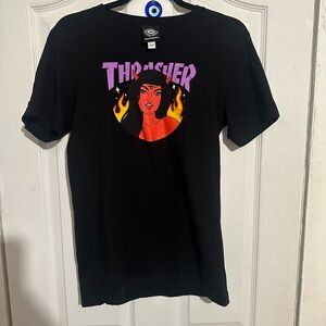 Thrasher Black Tee with Fiery Graphic